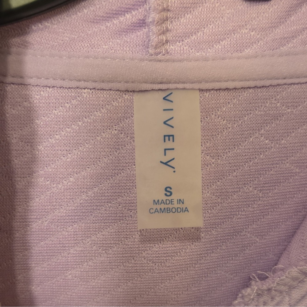 Vively Women's Purple Pullover Hoodie Drawstring Pockets Raglan Sleeve S #123 - Picture 2 of 10